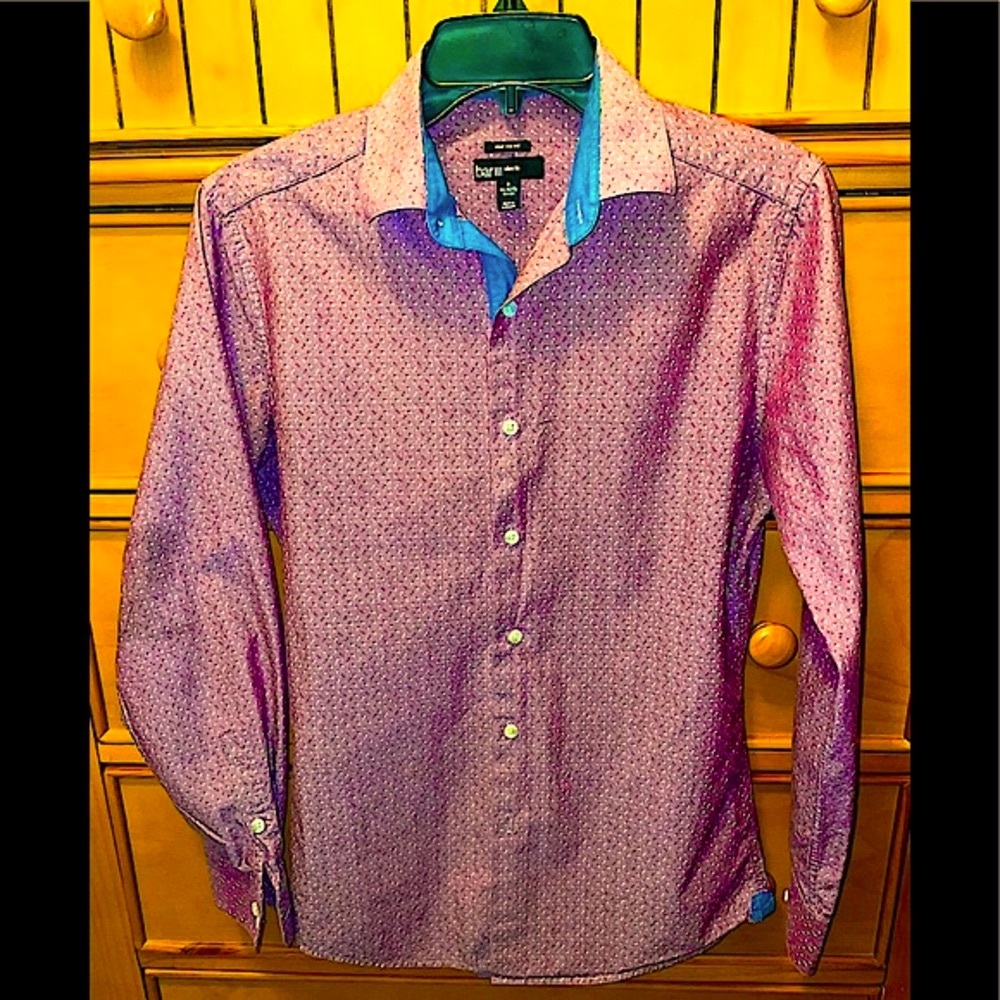 Bar III Slim Fit Maroon Button Down Shirt - (S)